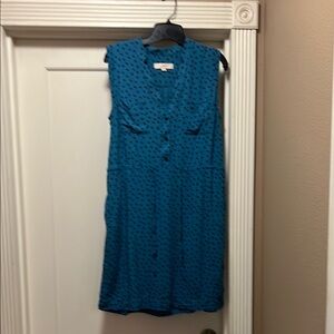 LOFT Blue Sleeveless V-Neck Sundress
